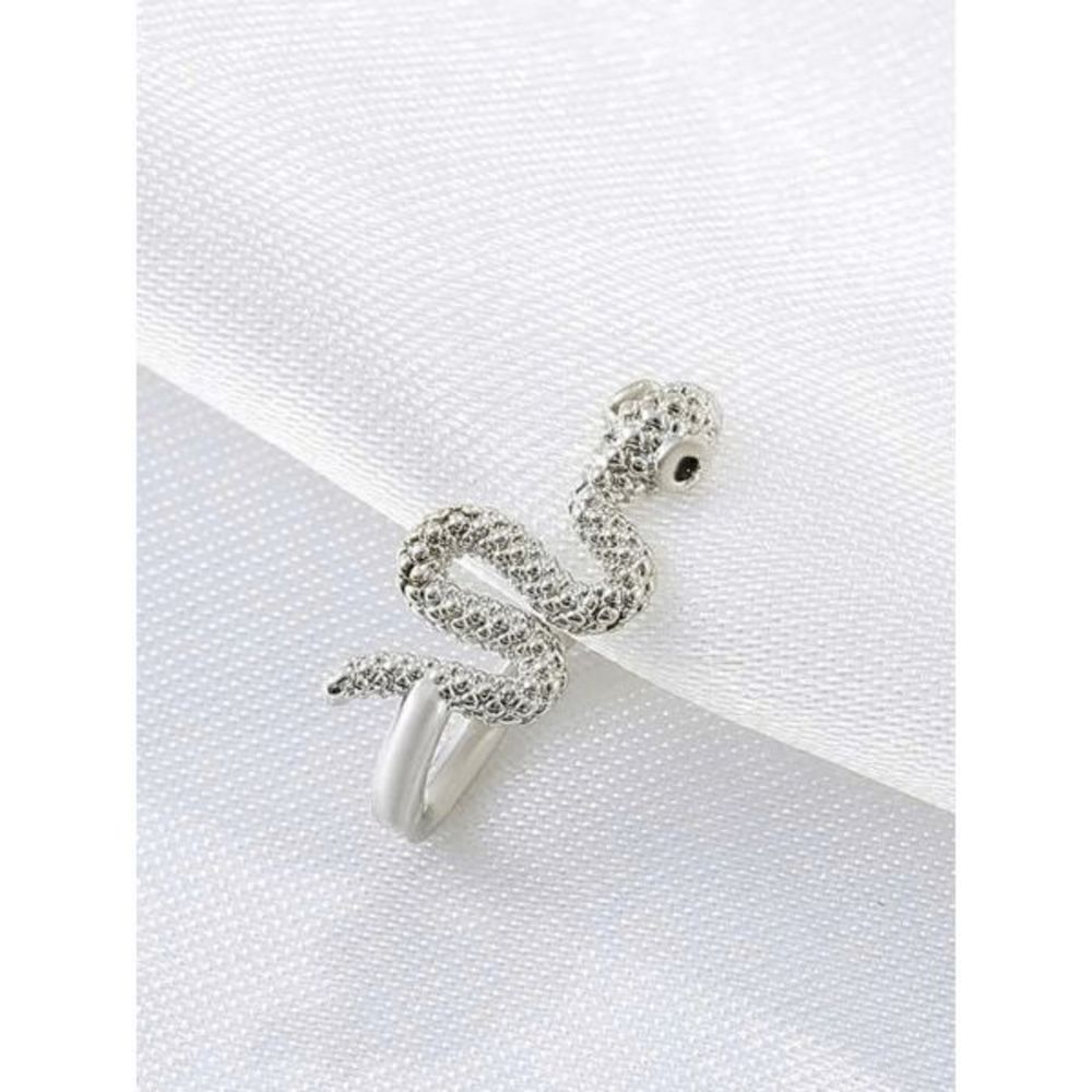 WHITE GOLD-PLATED SNAKE NOSE CUFF/RING - Picture 3 of 4